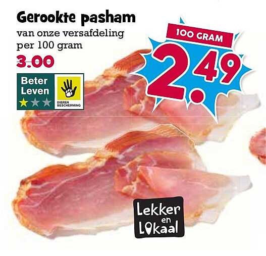 Gerookte pasham van onze versafdeling per 100 gram