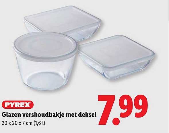 Glazen vershoudbakje met deksel