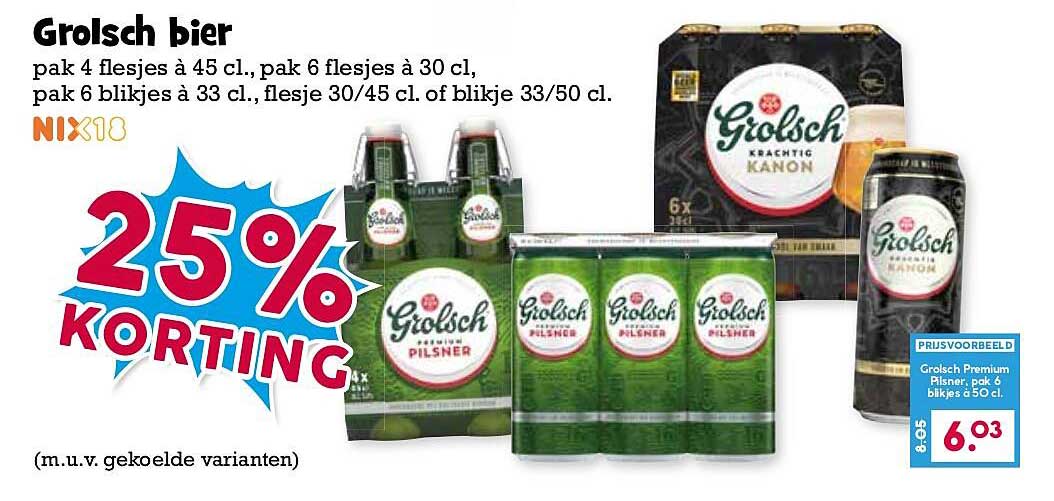 Grolsch bier 25% korting