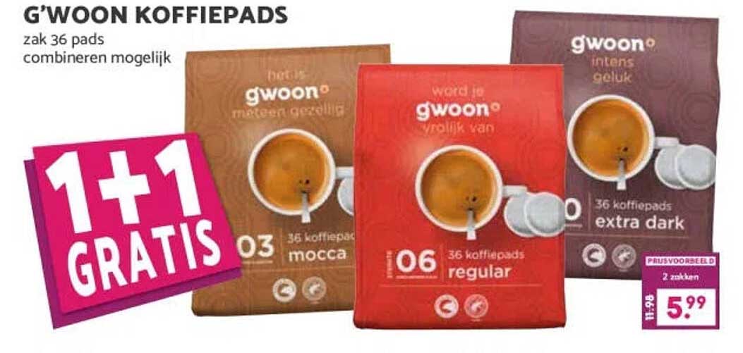 G'WOON KOFFIEPADS 1+1 GRATIS
