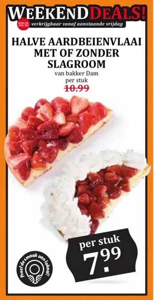 HALVE AARDBEIENVLAAI MET OF ZONDER SLAGROOM