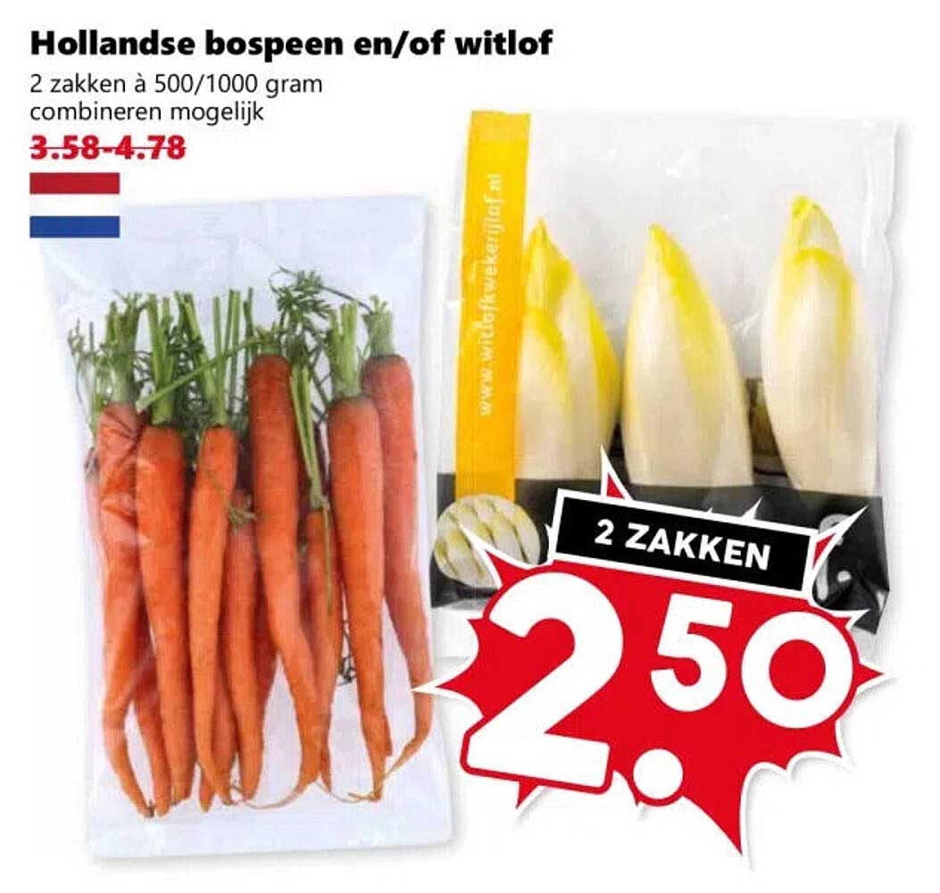 Hollandse bospeen en/of witlof 2 zakken