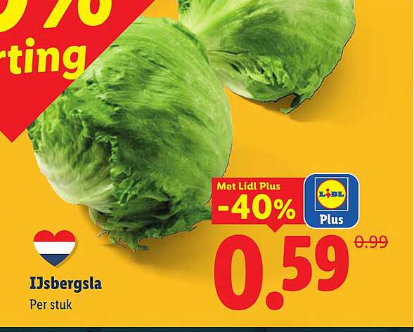 IJsbergsla Per stuk Met Lidl Plus -40%