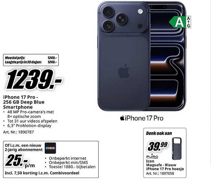 iPhone 17 Pro - 256 GB Deep Blue Smartphone