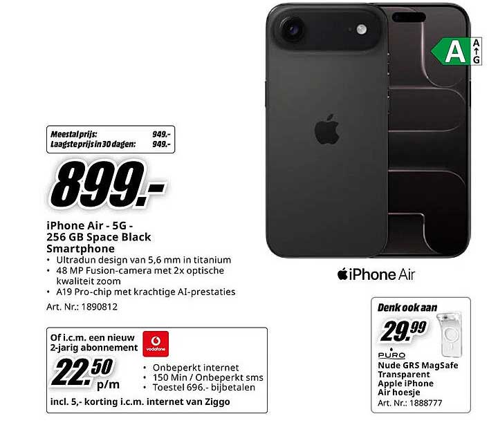 iPhone Air - 5G - 256 GB Space Black Smartphone