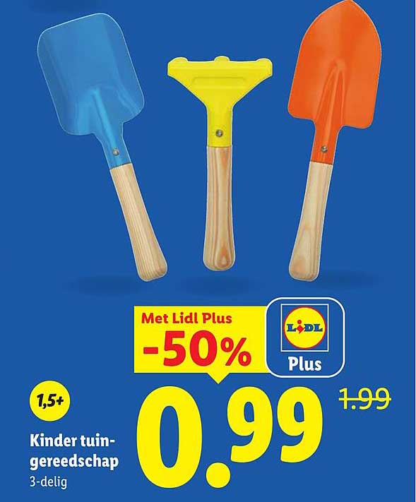 Kinder tuin-gereedschap 3-delig -50%