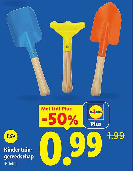 Kinder tuingereedschap 3-delig Met Lidl Plus -50%
