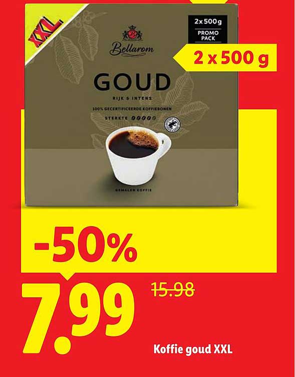 Koffie goud XXL 2 x 500 g -50%