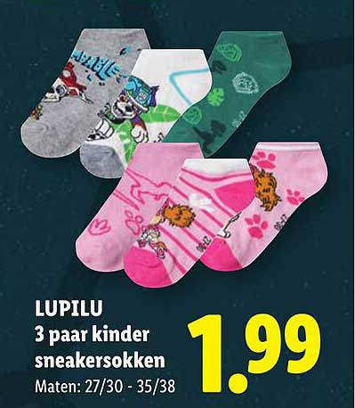 LUPILU 3 paar kinder sneakersokken