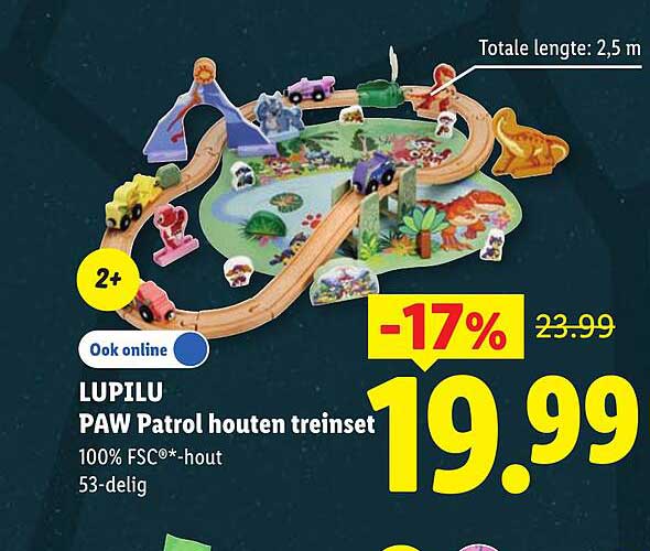 LUPILU PAW Patrol houten treinset 100% FSC*-hout 53-delig -17%