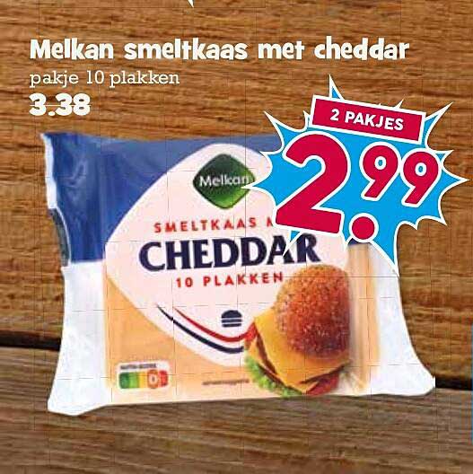 Melkan smeltkaas met cheddar pakje 10 plakken