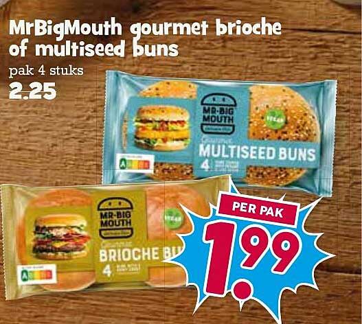 MrBigMouth gourmet brioche of multiseed buns pak 4 stuks