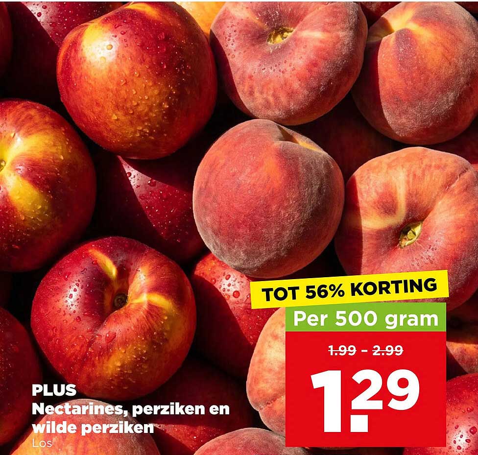 Nectarines, perziken en wilde perziken Los TOT 56% KORTING Per 500 gram