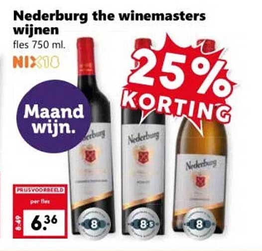 Nederburg the winemasters wijnen fles 750 ml. Maand wijn. 25% KORTING