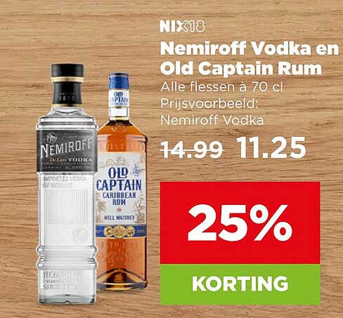 Nemiroff Vodka en Old Captain Rum