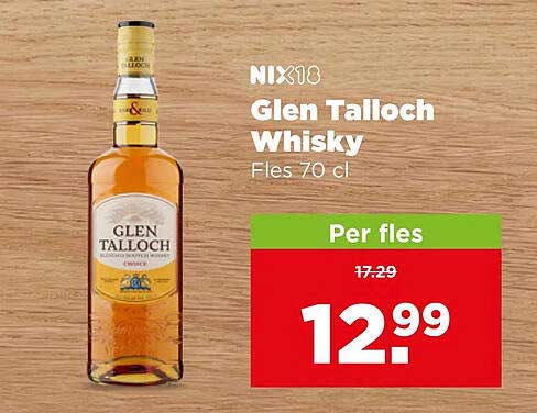 NIX18 Glen Talloch Whisky Fles 70 cl Per fles