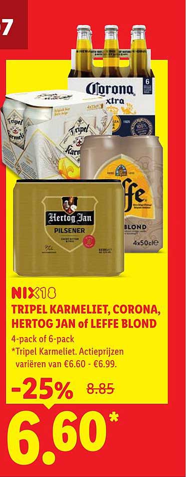 NIX18 Tripel Karmeliet, Corona, Hertog Jan of Leffe Blond -25%