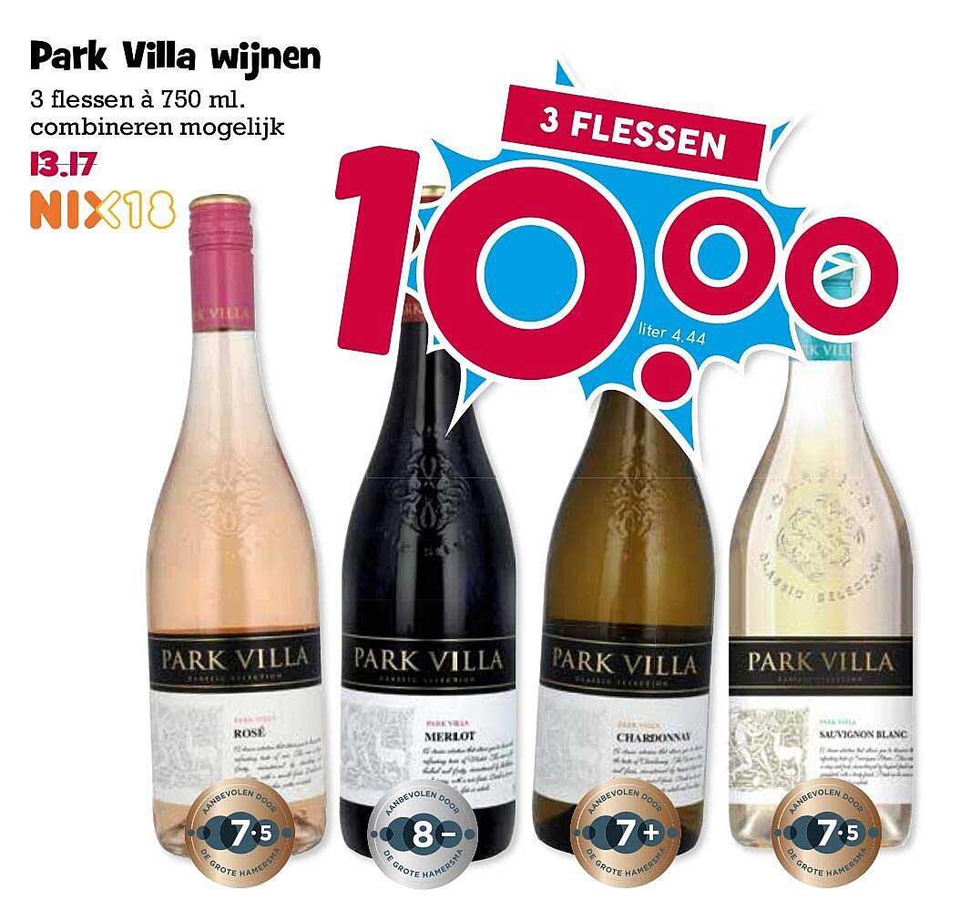 Park Villa wijnen 3 flessen 1.00