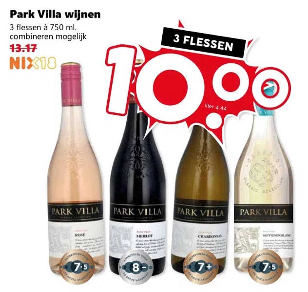 Park Villa wijnen 3 flessen à 750 ml combineren mogelijk 3 flessen