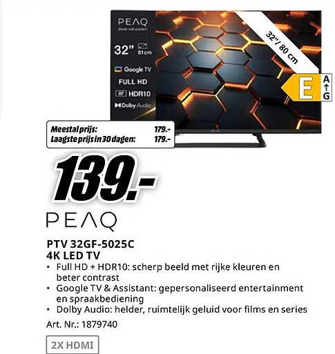 PEAQ PTV 32GF-5025C 4K LED TV