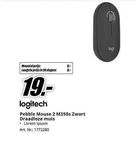 Pebble Mouse 2 M350s Zwart Draadloze muis