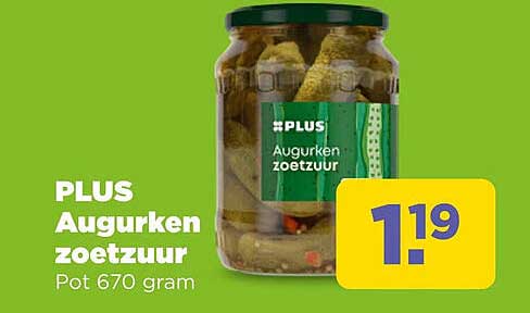 PLUS Augurken zoetzuur Pot 670 gram