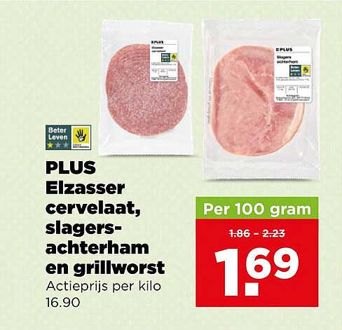 PLUS Elzasser cervelaat, slagersachterham en grillworst