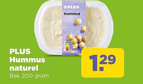 PLUS Hummus naturel Bak 200 gram