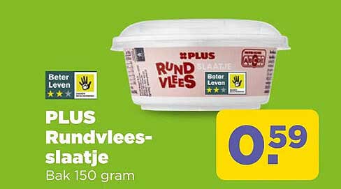 PLUS Rundvlees-slaatje Bak 150 gram