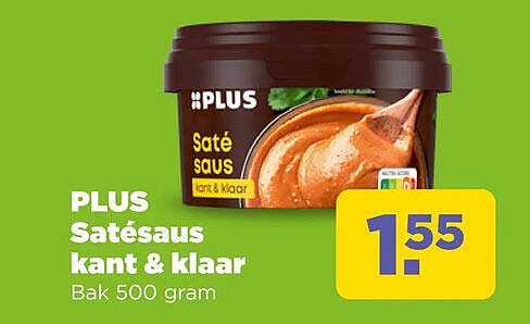 PLUS Satésaus kant & klaar Bak 500 gram