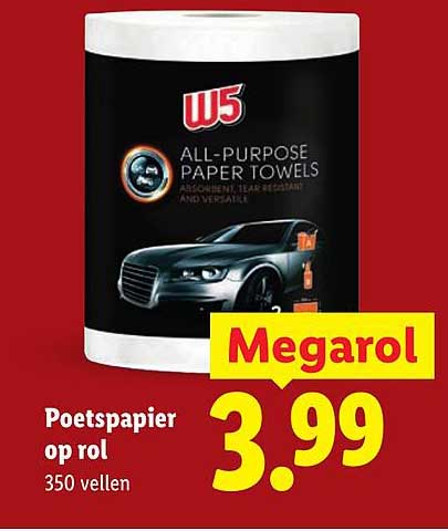 Poetspapier op rol 350 vellen Megarol