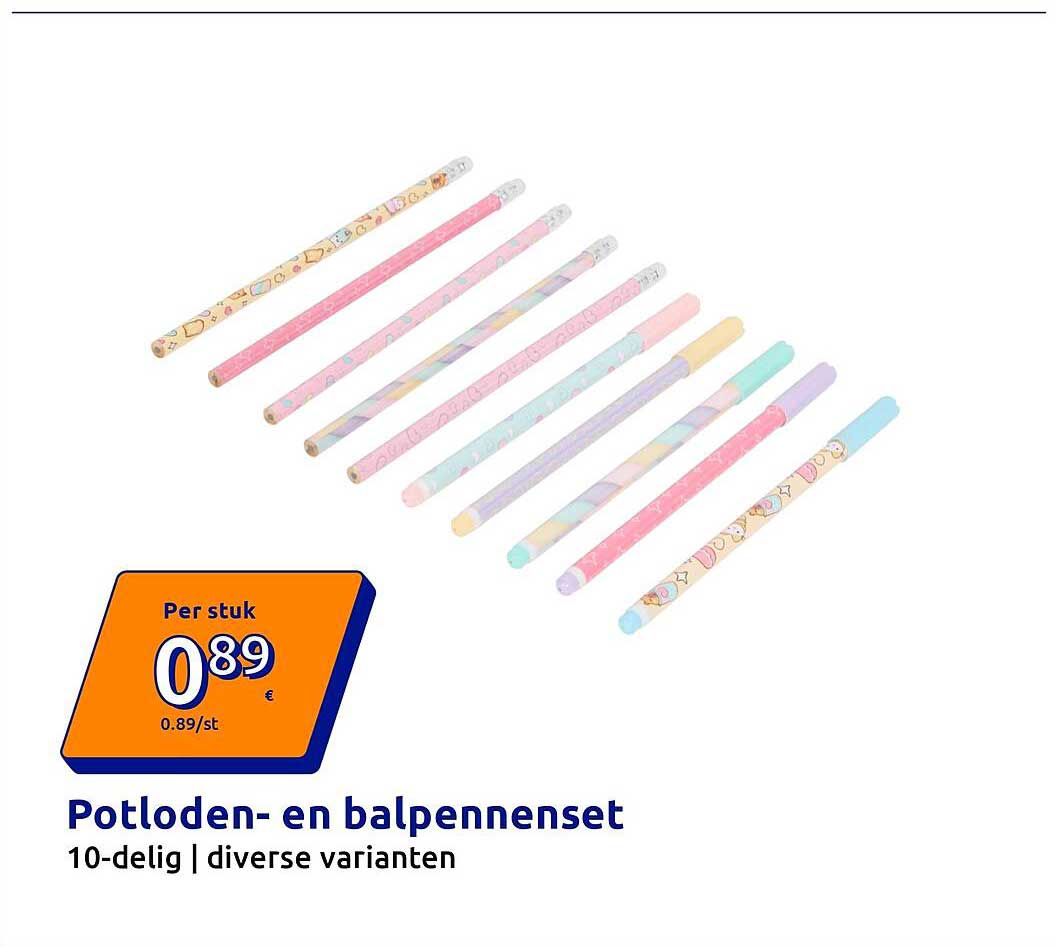 Potloden- en balpennenset 10-delig | diverse varianten