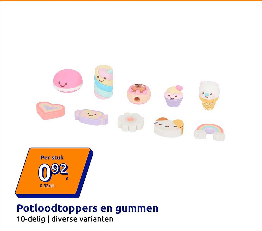 Potloodtoppers en gummen 10-delig | diverse varianten