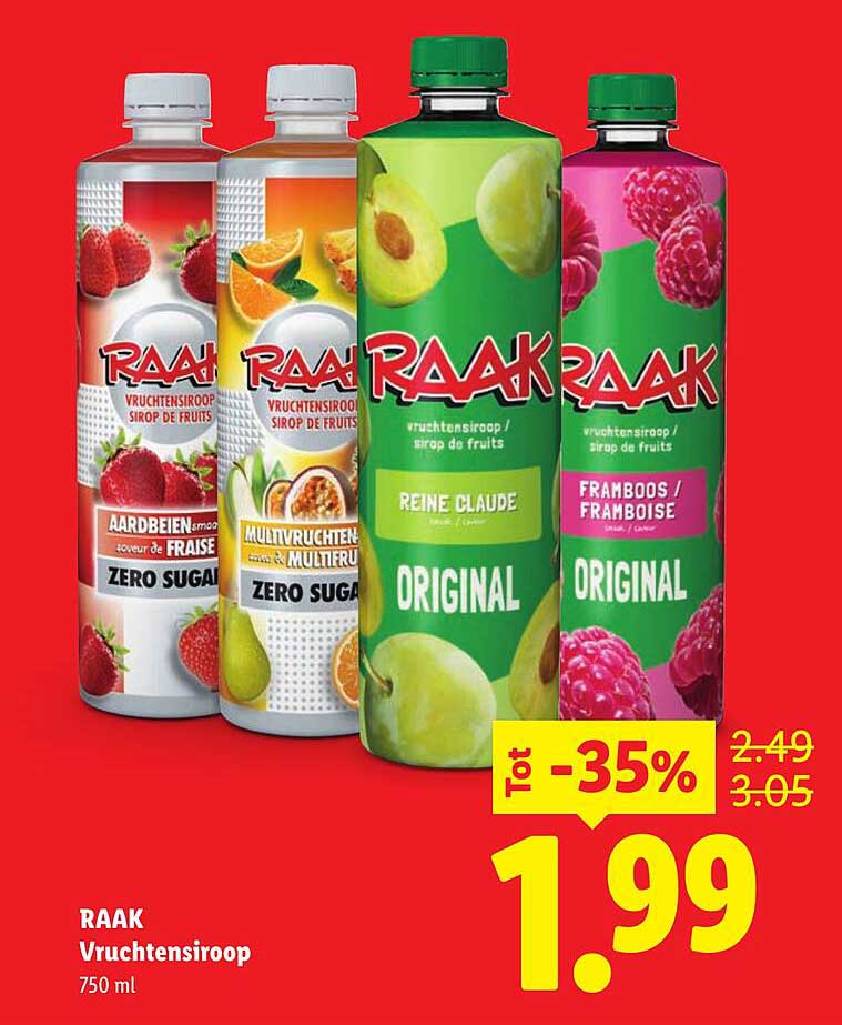 RAAK Vruchtensiroop 750 ml Tot -35%