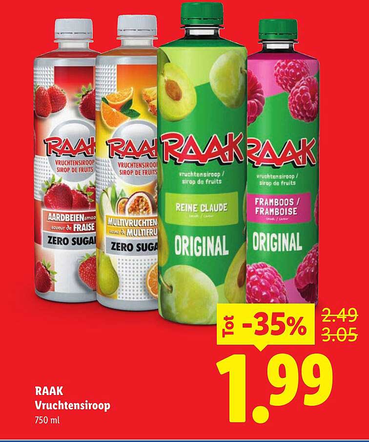 RAAK Vruchtensiroop 750 ml Tot -35%