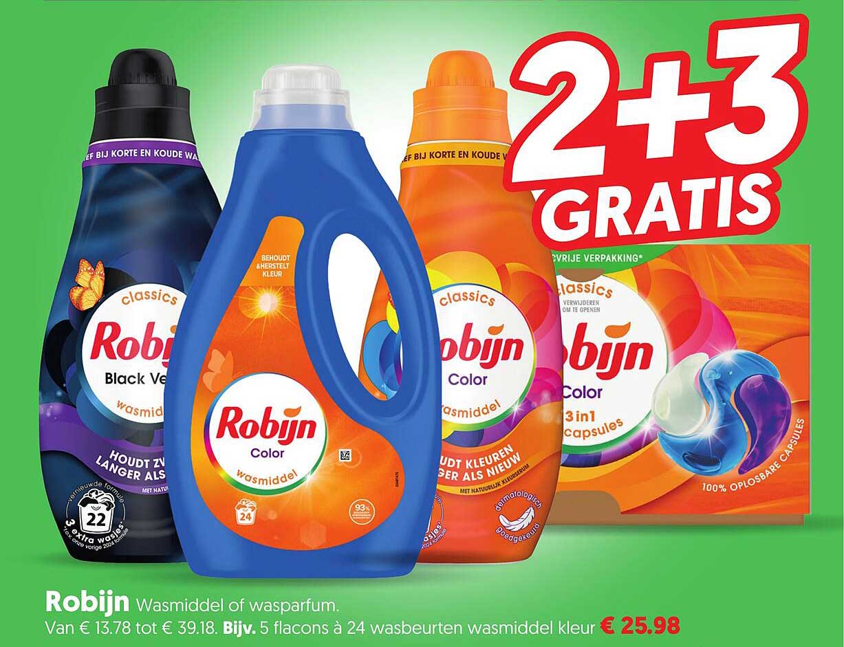 Robijn Wasmiddel of wasparfum 2+3 GRATIS