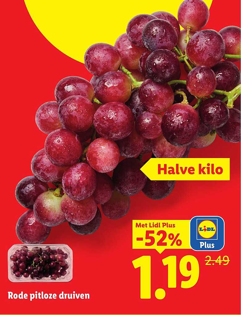 Rode pitloze druiven Halve kilo
