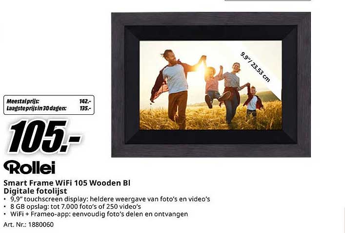 Rollei Smart Frame WiFi 105 Wooden Bl Digitale fotolijst