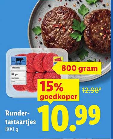 Rundertartaartjes 800 g 15% goedkoper