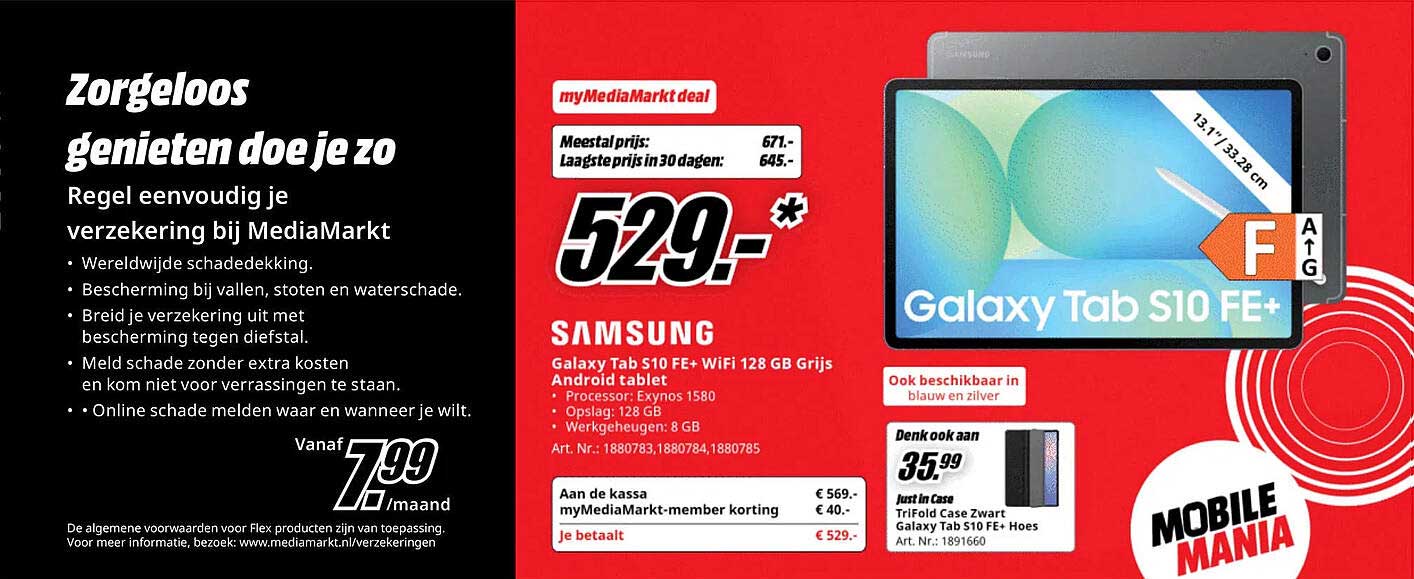 Samsung Galaxy Tab S10 FE+ WiFi 128 GB Grijs Android tablet