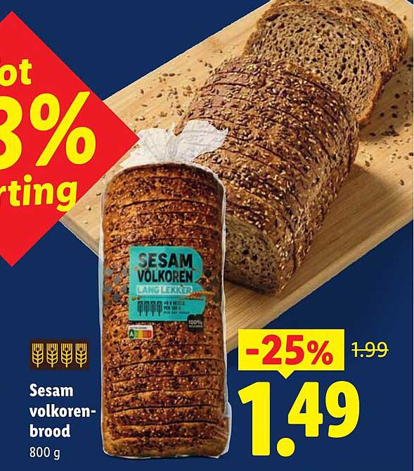 Sesam volkoren-brood 800 g -25%