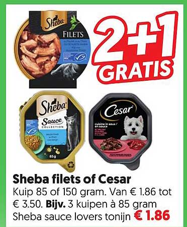 Sheba filets of Cesar 2+1 GRATIS