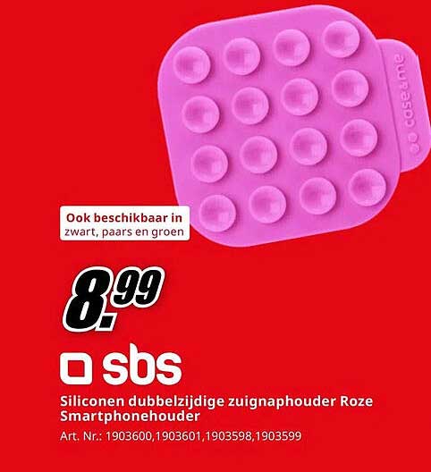 Siliconen dubbelzijdige zuignaphouder Roze Smartphonehouder