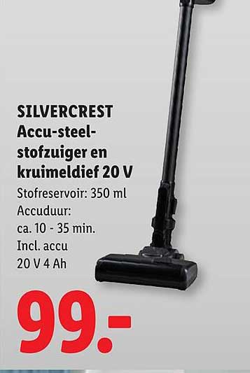 SILVERCREST Accu-steel-stofzuiger en kruimeldief 20 V