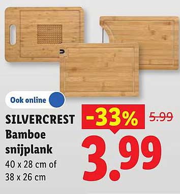 SILVERCREST Bamboe snijplank 40 x 28 cm of 38 x 26 cm