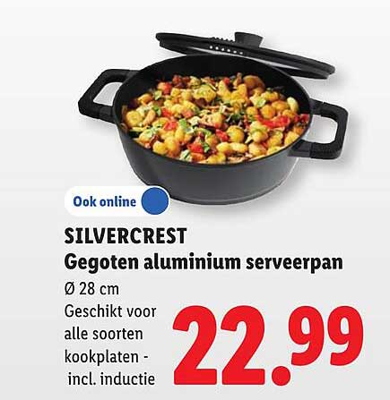 SILVERCREST Gegoten aluminium serveerpan Ø 28 cm Geschikt voor alle kookplaten - incl. inductie