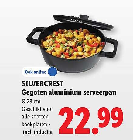 SILVERCREST Gegoten aluminium serveerpan Ø 28 cm Geschikt voor alle soorten kookplaten - incl. inductie