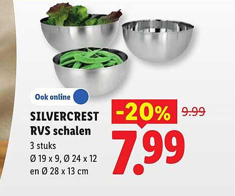 SILVERCREST RVS schalen -20%