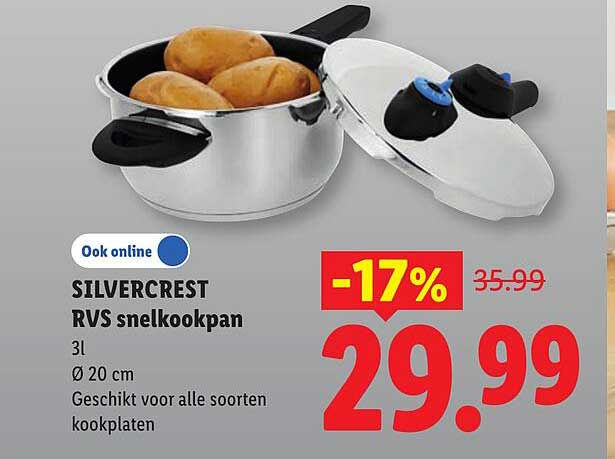 SILVERCREST RVS snelkookpan 3l Ø 20 cm Geschikt voor alle soorten kookplaten -17%