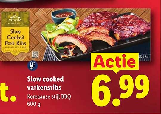Slow cooked varkensribs Koreaanse stijl BBQ 600 g Actie